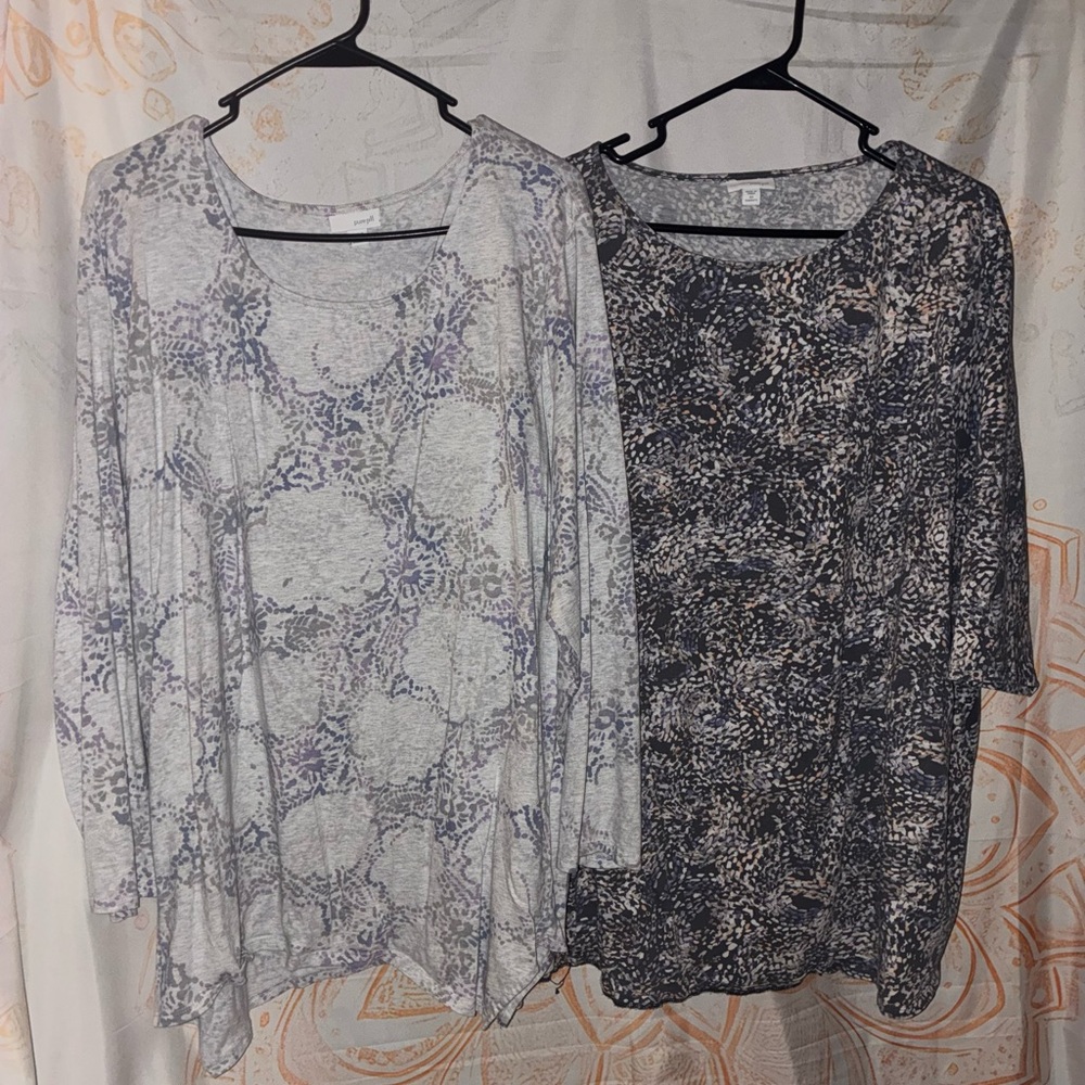 J. Jill Bundle of Floral Patterned Women's Tops - Gray and Blue - Picture 1 of 7